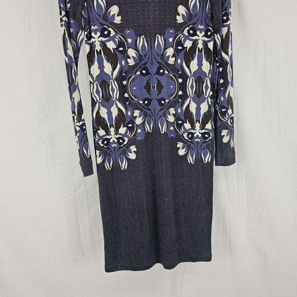 Tory Burch Flavia Blue Multicolored Long Sleeve Silk Dress Size Small - Picture 12 of 13